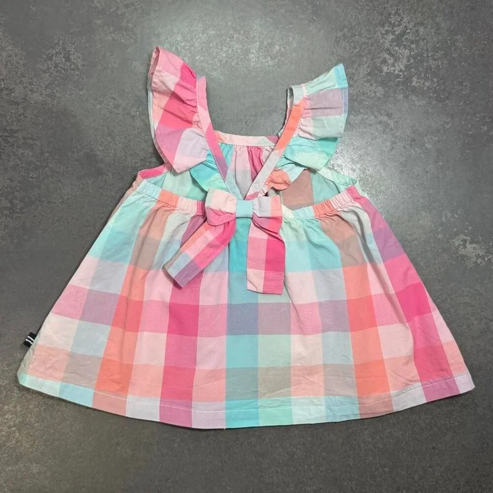 Nautica Pink Plaid Bow Dresss Bloomers Set Capris 3-Piece Outfit 6-9M